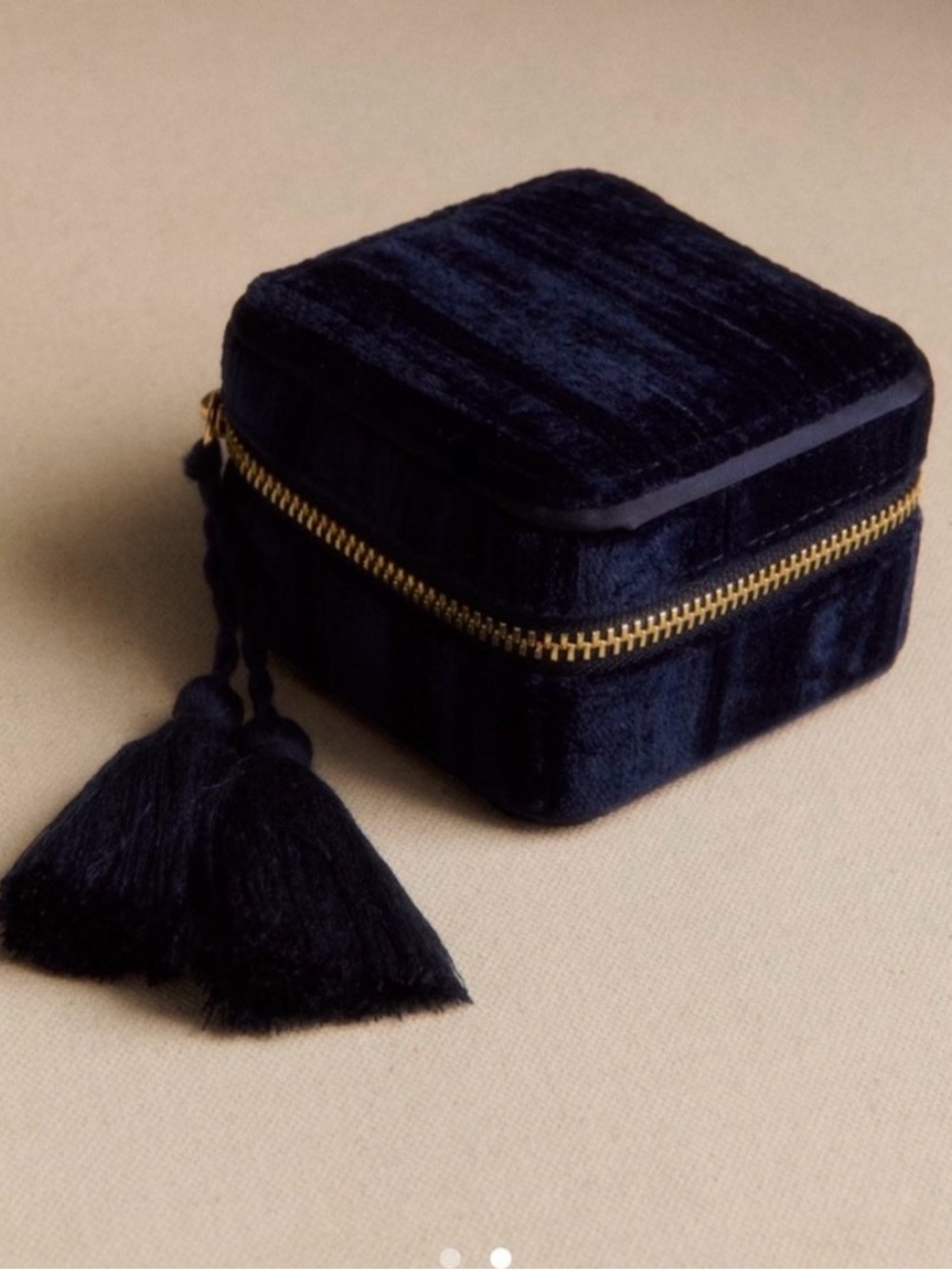 NWT Sezane Blue Velvet Jewelry Case